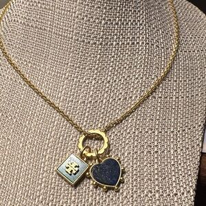 NWOT Tory Burch Heart and Square Pendant Necklace